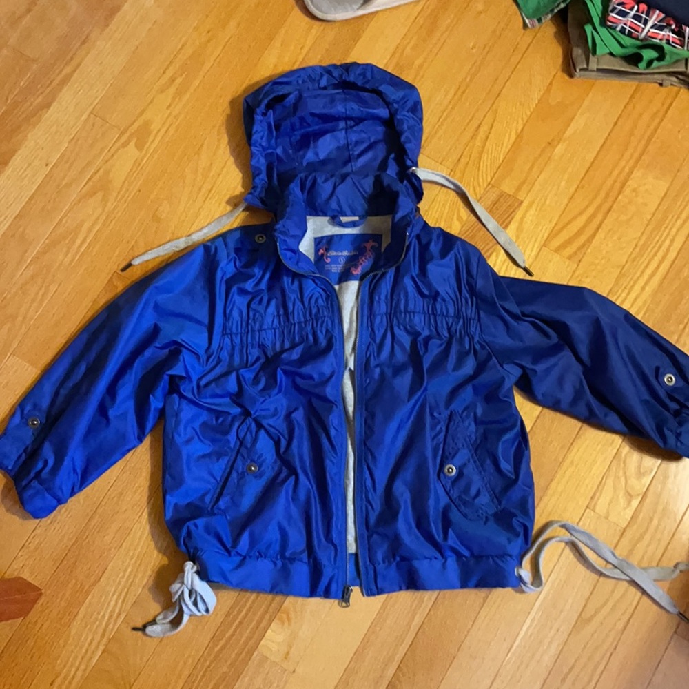 Eddie Bauer raincoat packable hood cotton inside layer